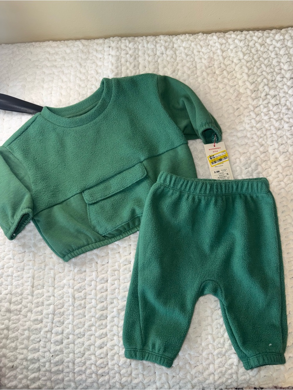 Kids Fleece Top and Pants Set - Green